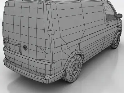 VW Transporter 5b Low-poly 3D model
