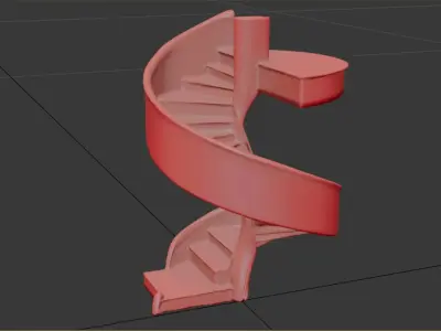 Luxury Spiral Wooden Staircase - 3D Model Low-poly 3D model