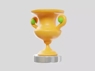Golden Trophy Cup Tennis Award 3D model