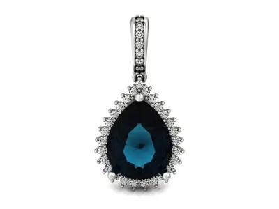  elegant pendant with  diamond pears stone 318 3D print model
