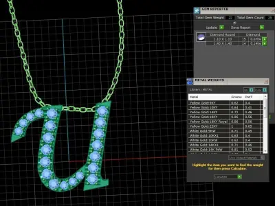 Jewelry Alphabet Pendant U 3D print model