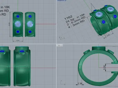 Bezel Setting Hoop Earring 1162 3D print model