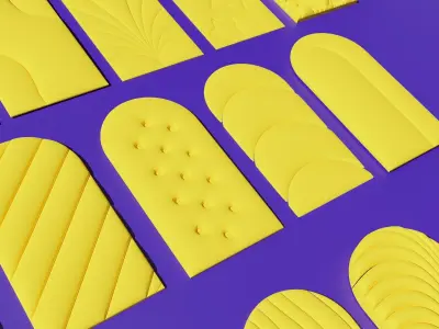 Set of arch panels in candy style scene 3D model