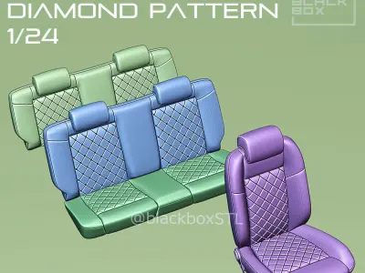 BB04a Diamond Pattern Seat FOR DIECAST AND MODELKITS 1-24th 3D print model