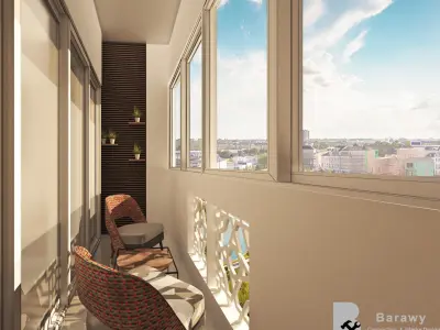 Contemporary Living room and reception with balcony 3D model