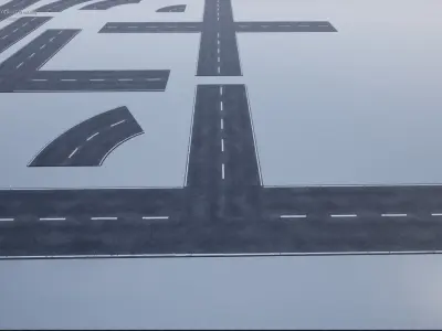 Modular Road Pack PBR  Low-poly 3D model