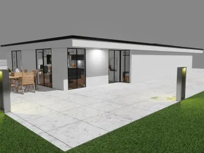 small modern house low poly  Low-poly 3D model