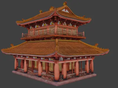 traditional Vietnamese communal house 3D model