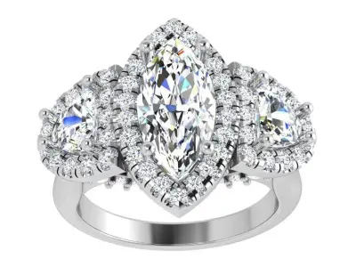 Marquise Halo Ring 3992 3D print model