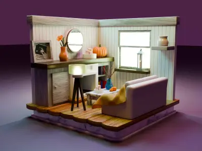 cozy fall room 3D model