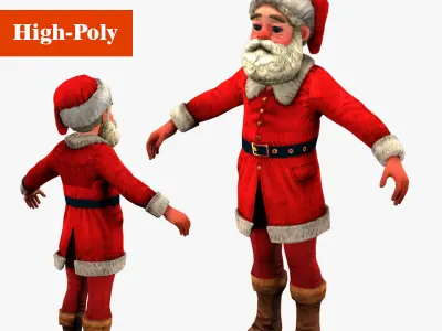 Santa Claus  rig  high-poly  textured  3D model
