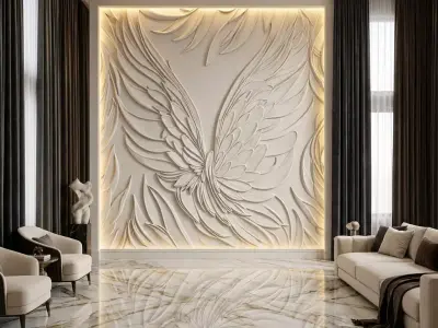 modern panel wall decor set relief stl mural CNC 255 3D model