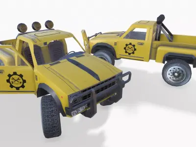 PickUP Yellow Low-poly 3D model