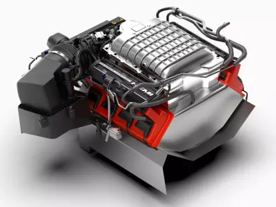 Dodge Hellcat Supercharged Hemi V8 Engine Low-poly 3D model