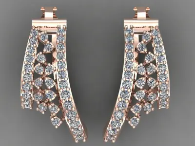 Rose Gold Diamond Women Earring 3D print Collection 3D Model Pack