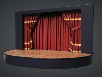 Theatre stage with curtains Low-poly 3D model