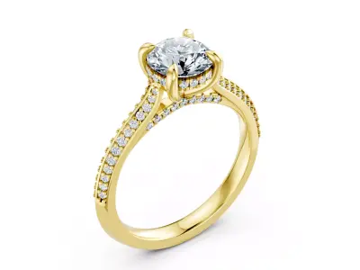 Luxury Double Pave Solitaire Diamond Ring CAD 3DM File 3D print model