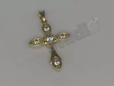 Luxury Cross with stones 3d model print 3D print model