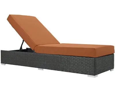 Long Reclining Single Chaise Sunbrella with Cushions 3D model