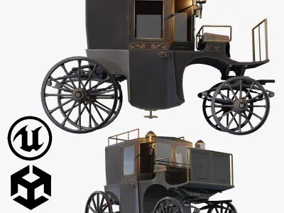 coach Cab taxi Low-poly 3D model