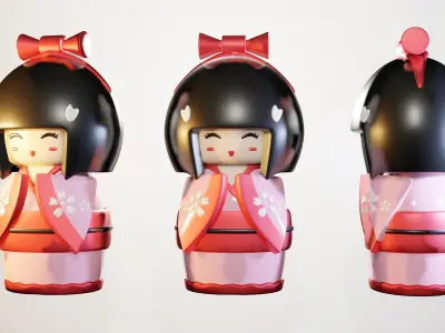 Kokeshi doll 3D model