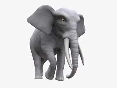 Elephant with tusks Low-poly 3D model