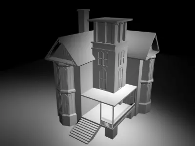 Bungalow model victorian house - victorian house Low-poly 3D model