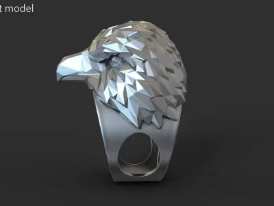 Eagle vol3 polygonal ring jewelry 3D print model