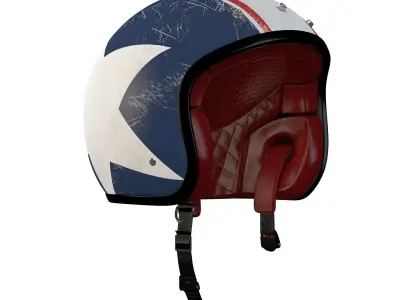 Helmet motorcycle with stars and stripes 3D model