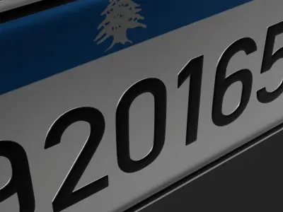 Customizable Lebanese license plate 3D model