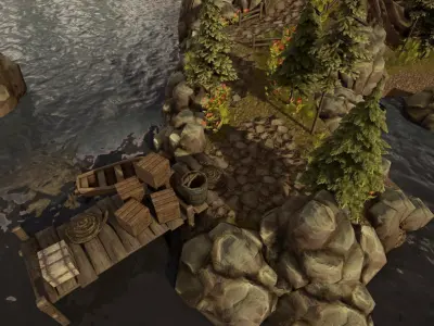 Top-Down Middle Ages City Assets for Game Ready Low-poly 3D model