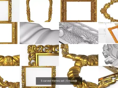 5 carved frames set 3D Model Collection purchase