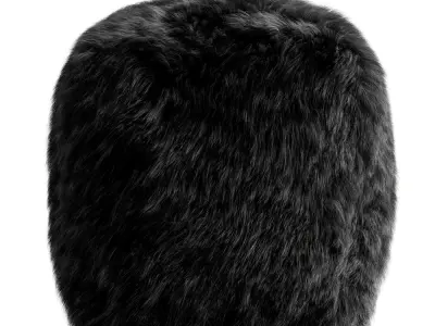 Pouf Black Fur 3D model