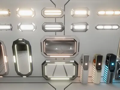 Sci-Fi Furniture and Props Low-poly 3D model