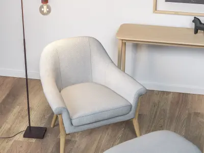 Scandinavian Armchair Set  3D model