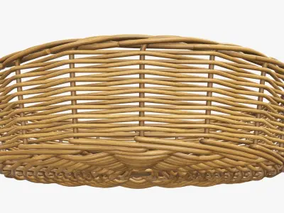Wicker basket round medium brown 3D model