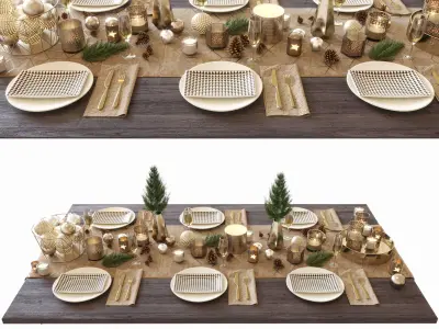 New Years table settings 3D Model Collection