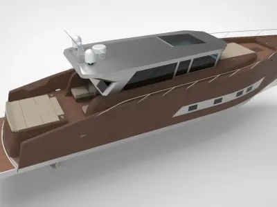 Modern luxury yacht  Low-poly 3D model