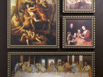 Frames 2 painting adam and eve in woods 3D model