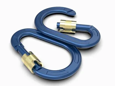 Carabiner pair of gold carabiners 3D model