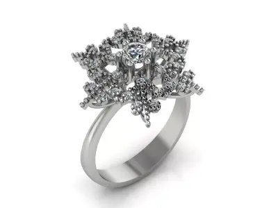 Snowflake Ring Jewelry silver gold 3D print model