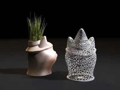 Cat planter and cat lamp 3D print model