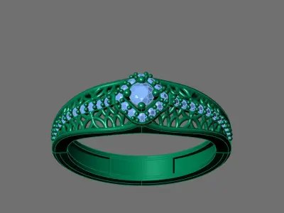 Womens Rings With Stone Ring Ready STL 3DM Models Rings women 3D print model 7