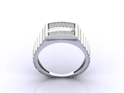 Print Ready STL 3DM  Gents Rings Diamond Men Ring  3D print model 8
