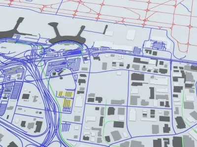 Toronto Pearson YYZ Airport Roads Buildings and Public Transport 3D model