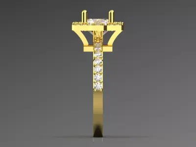 Luxury Yellow Gold Engagement Ring with Square Halo Model sr0091 3D print model