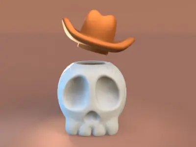 Skull with Hat -  Halloween 3D print model