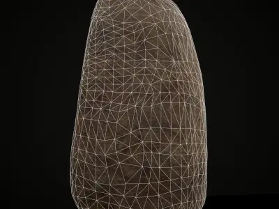 Old Brown Low Relief Headstone Low-poly 3D model