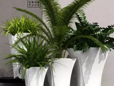 Barcelona design flowerpots set 02 3D model