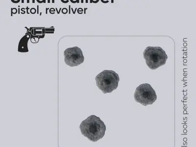 15 Bullet Hole Decals Pack on Concrete Wall 3 Texture